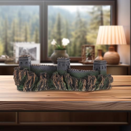 BESTonZON Great Wall of China Model Aquarium Decor 8.85 Inch Miniature Chinese Bridge Sculpture for Fish Tank Landscape Ornaments Home Office Shelf Decoration
