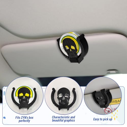 Car Visor Clip Holder for ZYN – Universal high-Temperature Resistant Sun Visor Accessory for Pouch Cans, Interior Car Accessories for Organization, Gifts for Pouch Users,Fits Most Auto (Skull) - color: Skull