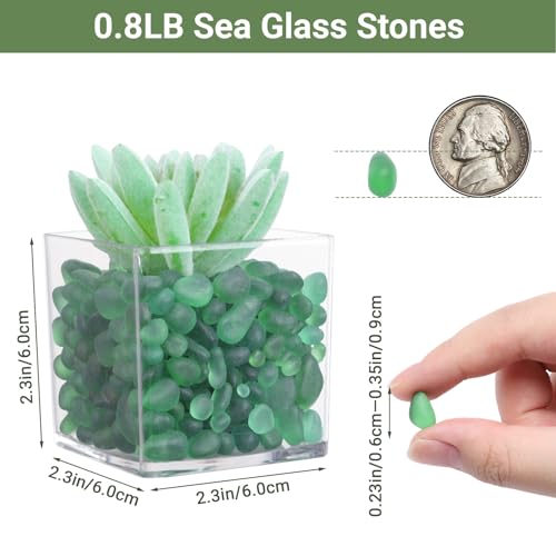 SUREAM 0.8 LB Fish Tank Rocks Gravel, Green Aquarium Pebbles for Turtle Tank, Glass Rocks for Vases, Decorative Pebbles for Vase Filler Home Garden Decorations - color: Green