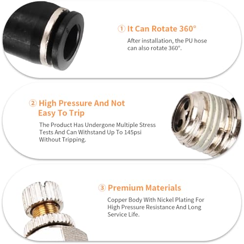 10Pcs Push to Connect Air Flow Control Valve, Black 5/16in Tube OD x 1/4" Male Thread 90 Degree Elbow Speed Control Valve Pneumatic Connector Quick Fittings - size: Male Thread G1/4 x Black (10pcs)