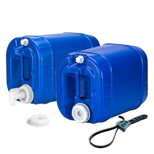 Legacy Food Storage Emergency Water Storage Containers, Long Term 5 Gallon Water Tank - 2 Stackable Food Grade Tanks Included, for Camping, Prepping, Survival - 10 Gallon Total Capacity - size: 2 Tanks (10 Gallons), style: Without Water Treatment