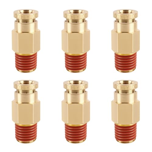 6PCS DOT Quick Push to Connect Brass Air Brake Fitting, Kalolary Brass Straight DOT Line Fittings 1/4"OD×1/8"NPT Thread Air Brake Line Fittings, Air Suspension Kit, Air Hose Repair Kit - size: Straight 1/4"OD ×1/8"NPT