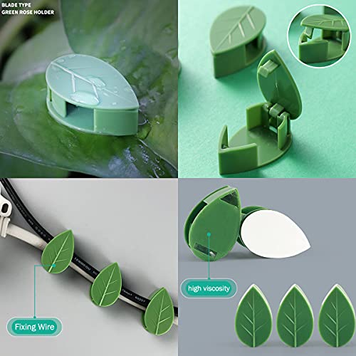 LUCKJUJU 60 Pcs Plant Climbing Wall Fixture Clips Self-Adhesive Hook Vines Traction Clips Invisible Holder Garden Green Leaf Simulation Self-Adhesive Hook Wire Fixing Supporting - color: 60Pcs-Leaf Shaped
