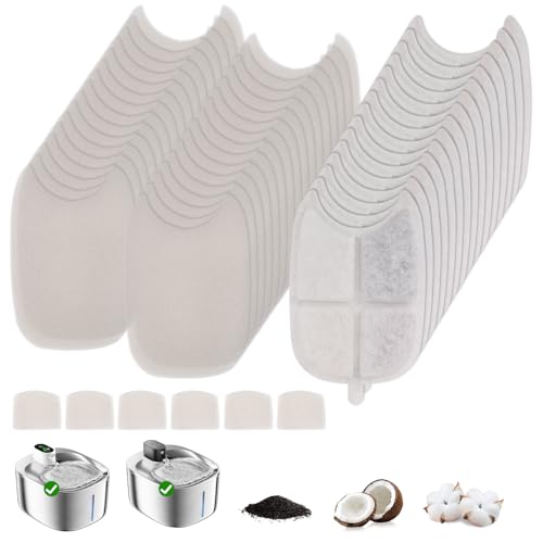 15 Pack Cat Water Fountain Filters for FS10 Plus/FS10PRO Cat/Dog Pet Drinking Fountain for 138 fl oz/4L with 32 Pack Pre-Filter Sponges & 6 Pump Filter - color: 15Filters + 32 Sponges & 6 Pump Filters