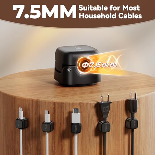 6Pack Rotatable Cord Organizer,Spring Cable Clips Desk Cable Management Cord Holder Adhesive Phone Charger Cord Clips for Home Office Car wall Nightstand Accessories, Black - color: Black, size: 6Pack