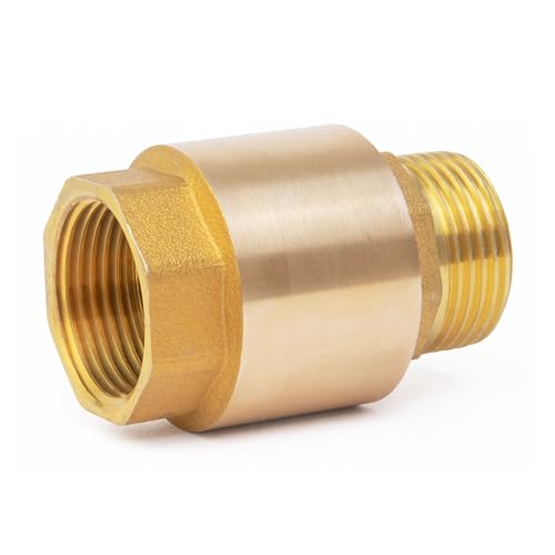 ChillWaves Brass In-Line Spring Check Valve DN20 3/4" Male x 3/4" Female Thread, One-Way Non-return Vertical Check Valve for Backflow Prevention(1-PACK) - size: 3/4" Male x 3/4" Female(DN20), style: PACK OF 1