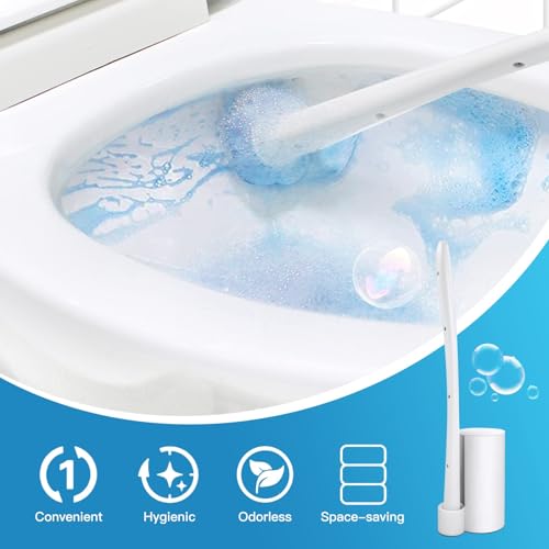Topo Bear Disposable Toilet Brush Holder Set Toilet Wand (Pack of 2) Toilet Cleaner Scrubber with 24 Refills - size: 2 brushes+24 Refills