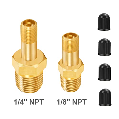 GODESON 1/8"NPT Tank Valve, Anti-Corrosion Brass Schrader Valve with 1/8"Male NPT,Using with Air Compressor Tanks(Pack of 4) - style: 1/8"NPT
