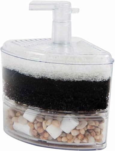 AquaCity XINYOU Corner Sponge Filter Aquarium Fish Tank Internal Air Driven Filter with Media and Ceramic Ring, XY-2008
