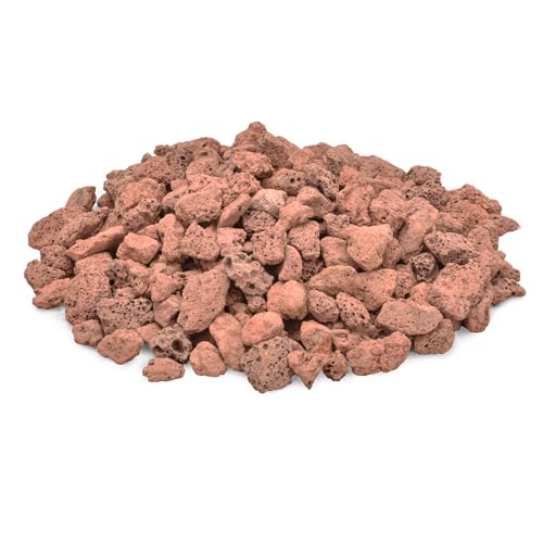 Skyflame 3/8" - 3/4" Red Natural Stones Lava Rock Granules for Gas Fire Pits, Fireplaces, Gas Log Sets, BBQ Grills, Garden Landscaping Decorations,Cultivation of Potted Plants, 10LB - color: Red, size: 3/8" - 3/4"