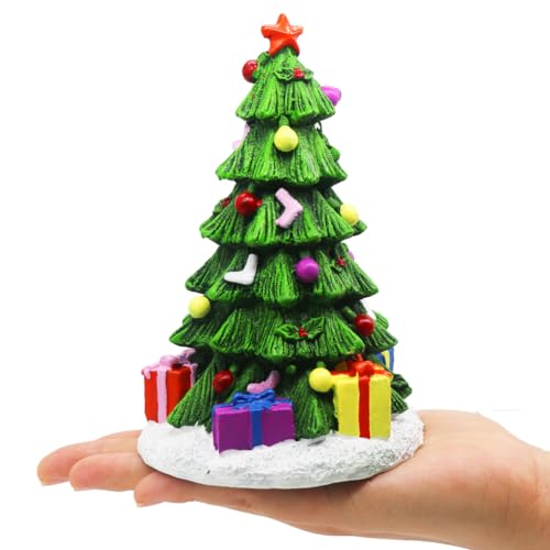 Ulifery Christmas Tree Aquarium Ornament Christmas Fish Tank Decorations for Betta Hiding 3-20 Gallon Tank, Green