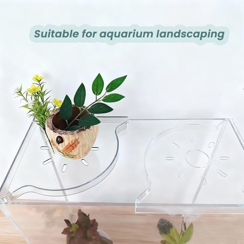2Pcs Clear Aquarium Plant Holder, Aquarium Corner Shelf for Rimless Fish Tank, Aquatic Plant Planter & Organizer for Aquatic Plants Fish Tank Decor
