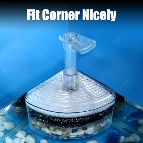 AQUANEAT Aquarium Air Driven Corner Sponge Filter, for Fry Shrimp Nano Fish Tank, with Multi Kinds of Filter Media (Small) - size: Small