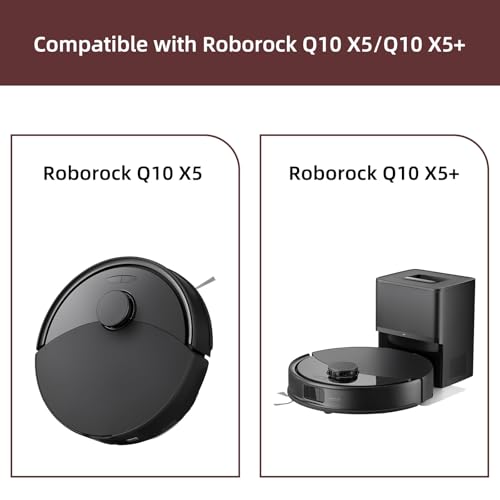 15 Pack Q10X5 Accessories Kit Replacement Compatible with Roborock Q10 X5 / Q10 X5+ Plus Robot Vacuum, 1 Main Brush, 4 Mop Cloth Pads, 4 Side Brushes, 4 HEPA Filters, 1 Cleaning Tool, 1 Screwdriver - color: Q10 X5 Kit - Black
