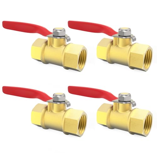 ChillWaves Brass Ball Valve, Air Compressor Ball Valve Shut Off Switch 1/4" NPT Female x 1/4" NPT Female Thread Pipe Fitting(4-PACK) - size: 1/4" FNPT x 1/4" FNPT, style: PACK OF 4