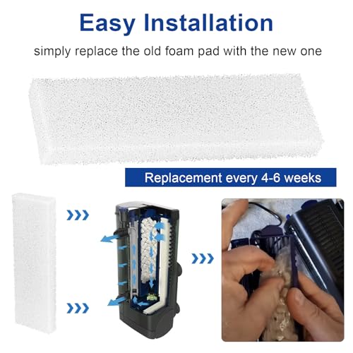 4 Pcs Filter Foam Pad Compatible with Fluval U2 Underwater, Underwater Sponge Aquarium Underwater Filter, U2 Filter Replacement for Aquarium Fish Tank Filters
