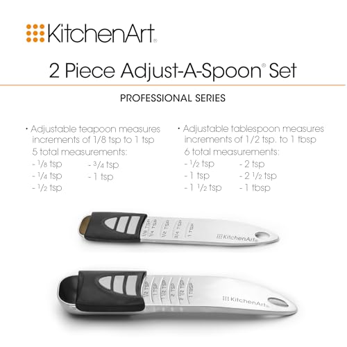 KitchenArt Stainless Steel Pro Sliding Adjust-A-Tablespoon and Teaspoon, Adjustable Measuring Spoon Set - size: Tablespoon and Teaspoon