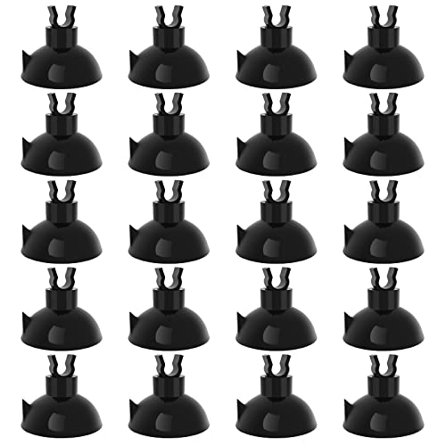 Pawfly Aquarium Suction Cup Clips for Standard 3/16" ID Airline Tubing Black Air Hose Holder Clamp Accessories for Fish Tank Aeration Setup, 20 Pack - color: Black