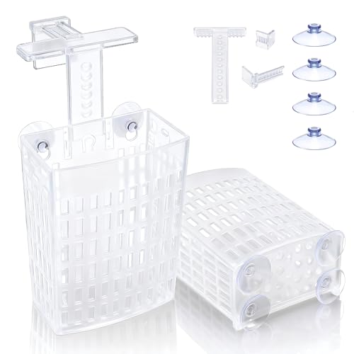 2 PCS Upgraded Aquarium Plant Holder, Adjustable Thickness Height Fish Tank Plant Holder with 2 Extension Hooks and 2 Suction Cups for Fish Tank Aquaponic (Transparent) - color: Transparent