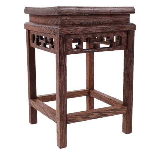 HOMSFOU Chicken Wenge Wooden Flower Stand Small Indoor Plant Holder Vase Display Rack Chinese Style Decorative Base 5.51X3.54X3.54 Inches - size: 14X9CM