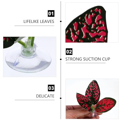 SUPVOX 4pcs Betta Fish Spawning Base Leaf Pads Artificial Aquarium Landscape Leaves Red Simulation Decoration for Fish Tank Habitat