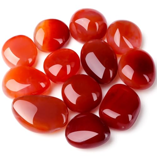 DUQGUHO Red Carnelian Crystals Healing Crystal Stones Set Natural Crystals Bulk Irregular Stones 0.45 lbs - color: Red Carnelian