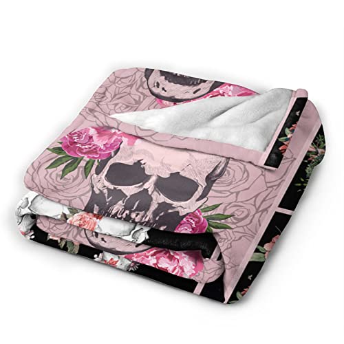 Sugar Skull Throw Blanket Super Soft Warm Horror Skeleton Rose Blanket for Women Cozy Plush Fleece Gifts Bedding Blanket for Adult Bed Couch Sofa 60"x50" - color: Rose Skull, size: 60"x50"
