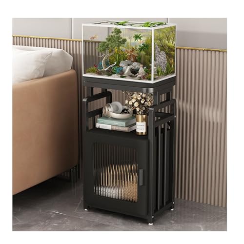 Fish Tank Stand, Freestanding Reptile Terrarium Stand, Metal Iron Shelf Fish Shelf with Non-Slid Mat for Living Room(Black,81X41X75CM) - color: Black, size: 81X41X75CM