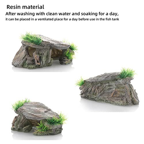 Betta Fish Hideout Cave Aquarium Rock Decor for Small Tank – 5.5 x 2.9 x 2.9 Inches Shelter for Betta Fish Guppies Shrimp with Natural Stone Look Lightweight Resin