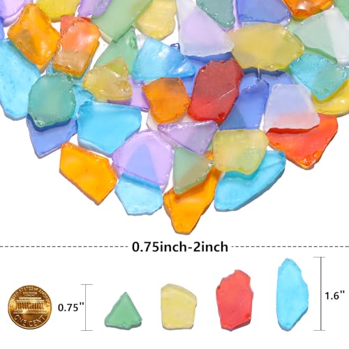 QYGL Sea Glass for Crafts - 14oz Colorful Frosted Seaglass Pieces, Vase Filler and Aquarium Ornament, DIY Craft Supplies for Art, Beach Weddings, and Home Decor - color: Rainbow