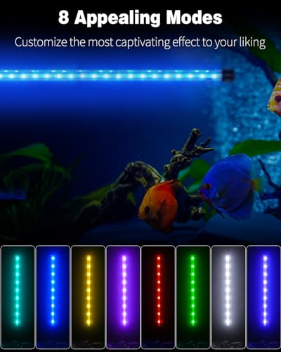 Pawfly 8 W Aquarium LED Light 23 Inch Underwater Fish Tank Light with Timer Auto On/Off Fish Tank Background Light with 8 Lighting Modes Submersible Multi-Colored Tube Light for Decoration - color: PRO (Timing Function), size: 23 Inch