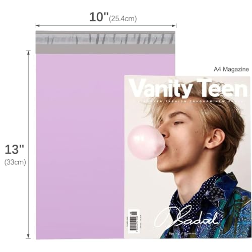 Fuxury Poly Mailers 10x13 Inch 500pc, Sturdy Shipping Bags for Clothes Bulk, Self Adhesive Mailing Shipping Envelopes, Waterproof Mailers Poly Bags, Colorful Packaging Bags for Business, Light Purple - color: Light Purple, size: 10x13" 500pcs