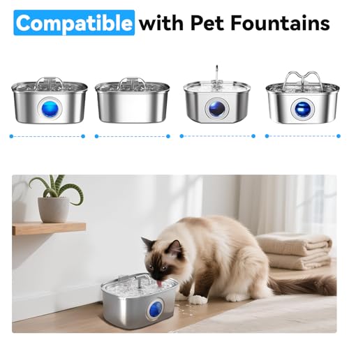 40 Packs for Cat Water Fountain Filters Replacement, Compatible with Neareal 108oz/3.2L Cat Fountain for Drinking Dog Water Dispensers (20 Replacement Water Filter + 20 Pre-Filter Sponges)