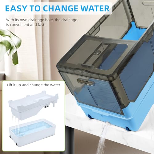 25.6x12.8x14.6 Turtle Tank Kit with Heat Lamp Filter and Wheels Aquatic Turtle Habitat and Aquarium for Small Turtles Hermit Crabs and Frogs Featuring Escape Proof Design and Easy Move Mobility Blue - color: Blue, size: 25.6x12.8x14.6 Inch