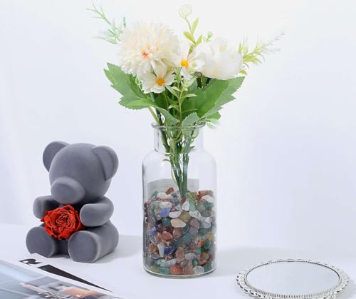 LAIDANLA Colorful Agate 1lb Crystal Polished Tumbled Stones Irregular Shaped Crystal Chips Bulk Natural Gemstone Aquarium Gravel Rocks Vase Filler Fish Tank Gravel Home Decoration - color: Colorful Agate, size: 1 Pound-（0.28"-0.35"）