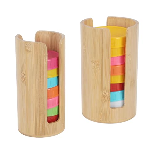2 PCS Mason Jar Lid Organizer Vertical Mason Jar Lid Storage Bamboo Tumbler Lid Holder Cup Lid Organizer Suitable for Mason Lids/Canning Lids/Bamboo Lids Mason Jar Accessories (Wide+Regular) - size: Wide+Regular