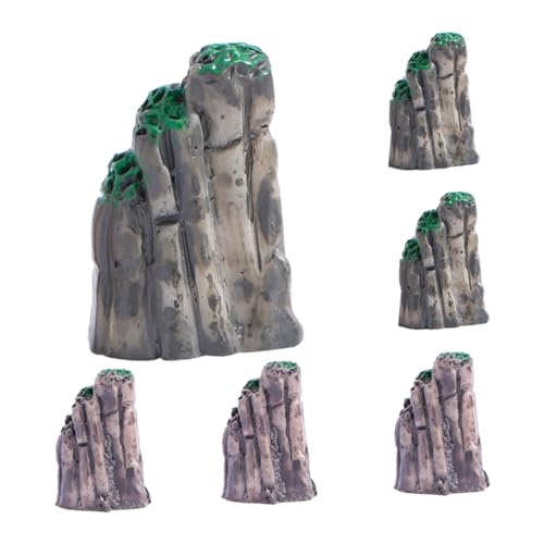 6pcs Realistic Mini Rockery Decorative Garden Ornaments for Fairy Garden and Fish Tank