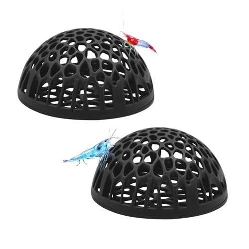 2-Pack Black Shrimp Hideouts – Hollow Half-Sphere Aquarium Caves for Shrimp, Betta Fish & Nano Tanks | Decorative Shelter for Breeding and Molting - color: Black
