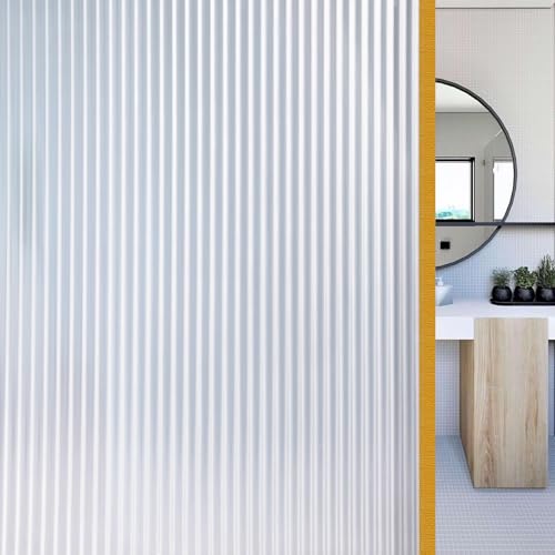 Niviy Window Privacy Film Stained Glass Window Film, 3D Reeded Glass Window Film Fluted Glass Film UV Sun Blocking Heat Control Door Films for Home and Office (White, 17.7 x 157.4 Inch) - color: Narrow Stripe, size: 17.7" x 157.4"