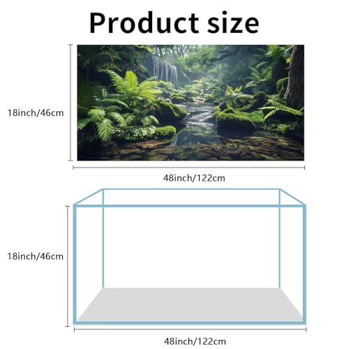 COMSUN 3 Pack Terrarium Background, 48x18 inches Polyester Reptile Background, Cloth Terrarium Backgrounds, Gobi Sunshine Cactus Stone & Green Tree Fern Stream Backgrounds - size: 48x18 Inch
