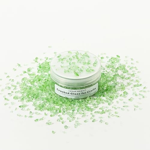 Green Blunt Crushed Glass Sprinkles,for Crafts Jewelry Making and DIY Resin Molds Decoration Glass Chips,2-4mm Glitter Colorful Clear Chunky Shards,Broken Crystals Sparkle(100g) - color: green