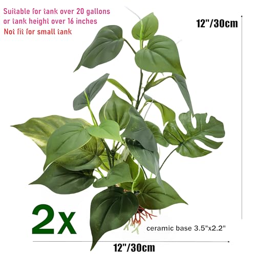 M2cbridge Fish Tank Plastic Soft Grass Artificial Betta Water Plants Decoration Goldfish Hide 12" (Tall Anubias 2pcs) - color: Tall Anubias