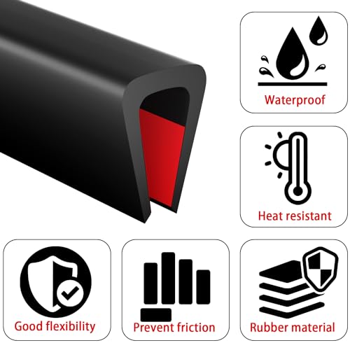 Silicone Edge Trim Self-Adhesive U Channel Silicone Edge Trim Edge Protector for Sheet Metal (Black, Fit 3/16" - L 10') - color: Black, size: Fit 3/16" - L 10'