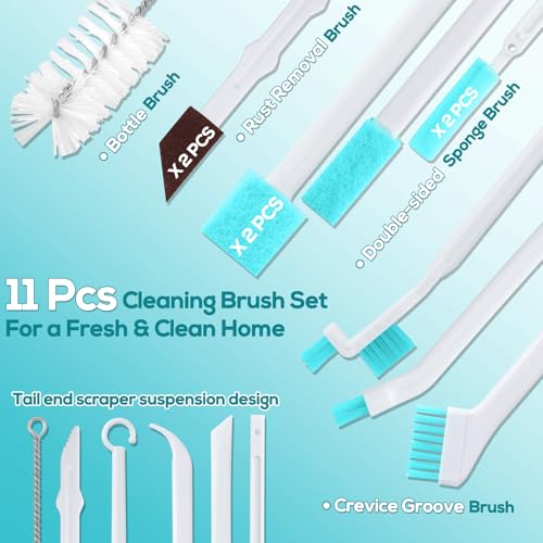 11 Pcs Humidifier Cleaner Brush Set – Small Detail Cleaning Brushes for Crevices, Gaps, Corners, Keyboard, Bottle, Tiles, and Tight Spaces – Household & Travel Cleaning Tools - color: Multicolor