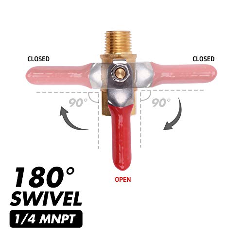 1/4" Heavy Duty Air Compressor Brass Ball Valve Shut Off Switch, 1/4 Inch Male And Female NPT Thread Pipe Fitting