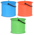 Mini Foldable Buckets, 3 Pcs 3 Color 5.5 Inch x 4.7 Inch PU Small Buckets for Pack Small Fish and Shrimp, Play on The Beach (3)