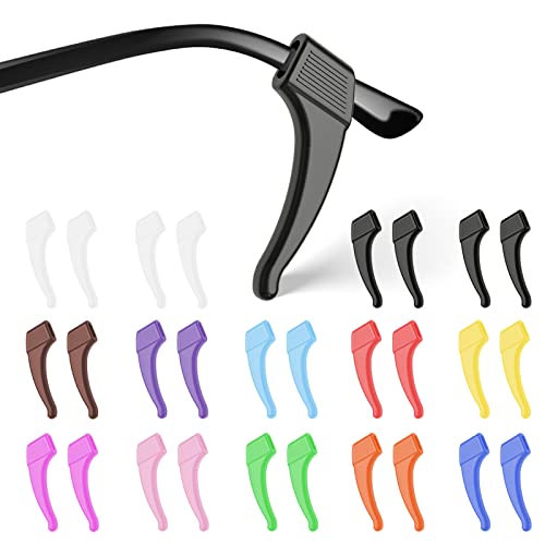 SMARTTOP 20 Pairs Anti-Slip Eyeglass Ear Grips Hook, Silicone Elastic Eyeglasses Temple Tips Sleeve Retainer,Anti Slide for Glassses - color: Multicolored