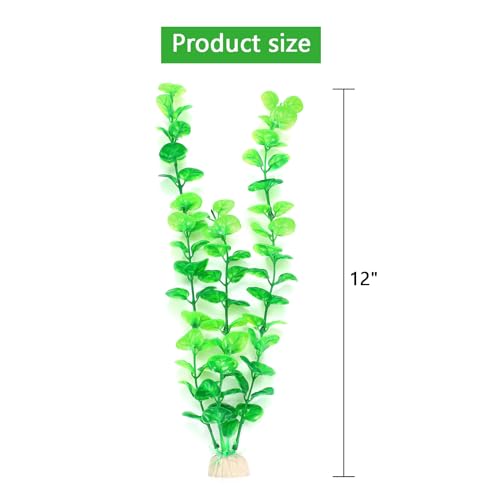 AQUANEAT Fish Tank Artificial Plants, Aquarium Plants Plastic, 12Inch Tall Green Decorations,10packs
