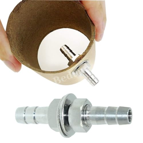 Beduan 3/8" Hose Barb Thru-Bulk Bulkhead Straight Hex Union Stainless Steel Fitting(Pack of 2) - size: 3/8" Hose Barb, style: Pack of 2
