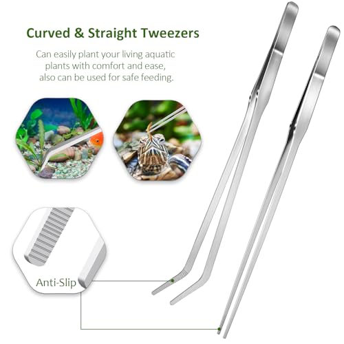 Cooclensportey Aquascape Tools - 4PCS Premium Aquascaping Tools Kit, Enduring Aquarium Tools Include Aquarium Scissors Tweezers and Algae Scraper, Terrarium Supplies for Fish Tank
